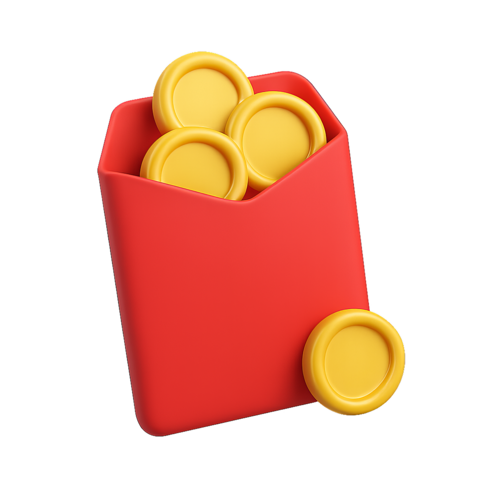 Red Envelope Filled with Gold Coins for Festive Celebrations png