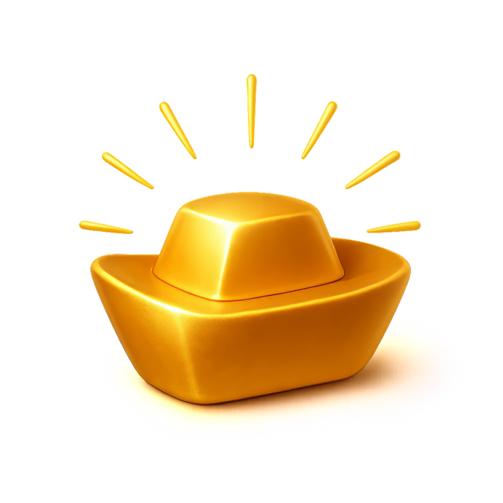 Shiny Golden Ingot with Radiant Rays on a Dark Background png