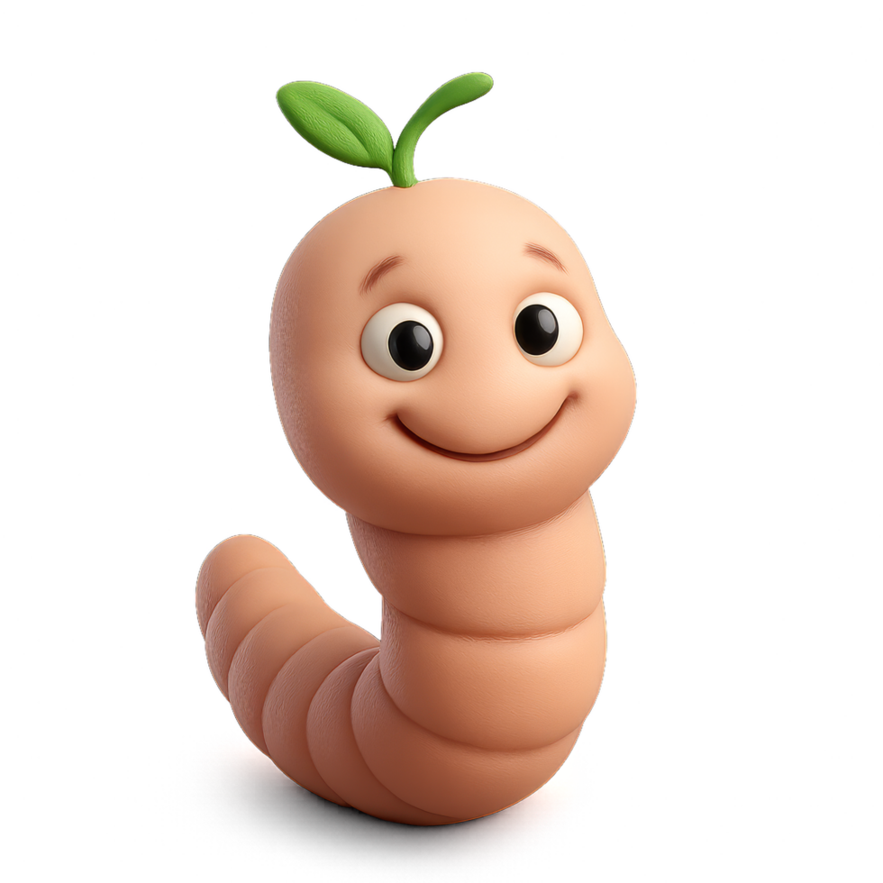 Cute Worm with Hat and Happy Smile for Fun Illustrations png