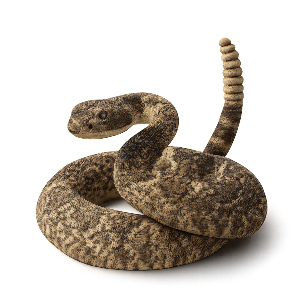 Realistic 3D Model of a Coiled Rattlesnake Ready for Artwork png