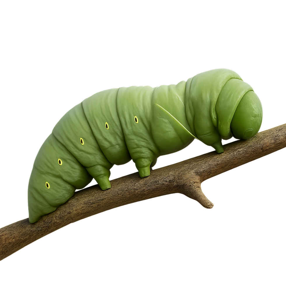 Caterpillar Transformation Moment on a Branch in Natural Setting png