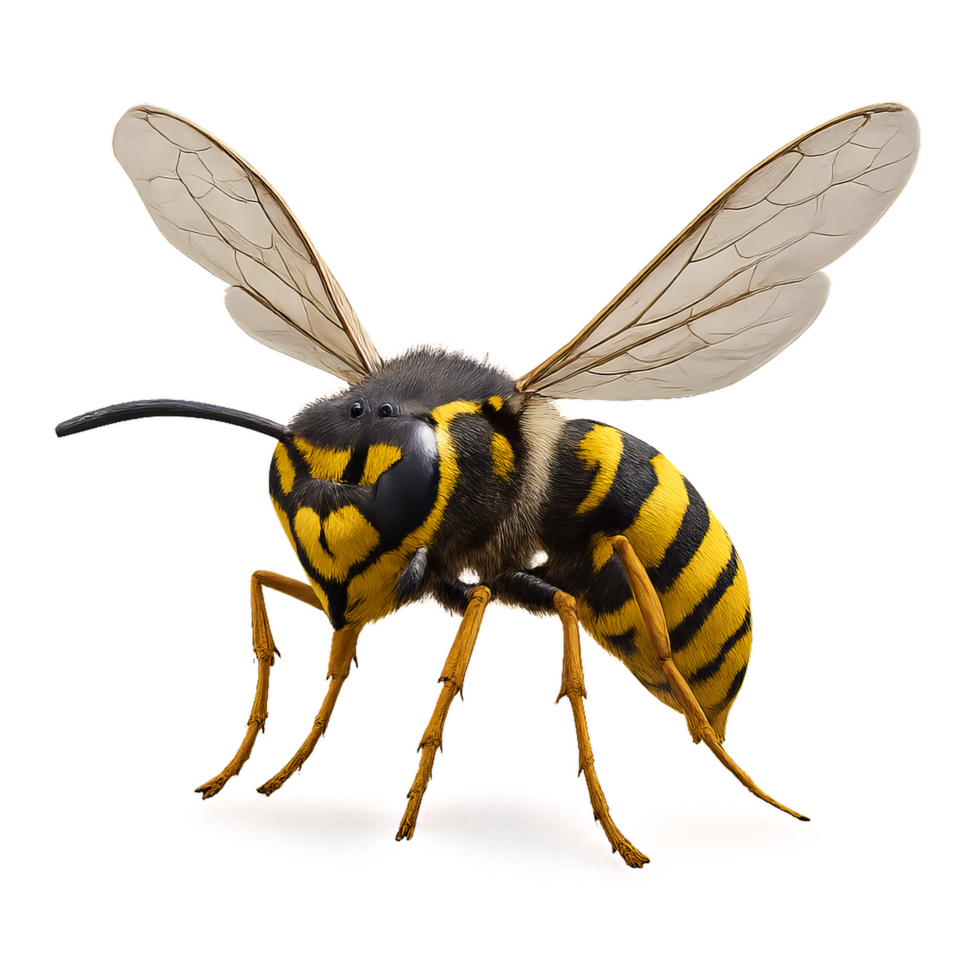Detailed 3D Illustration of a Wasp with Realistic Features and Colors png