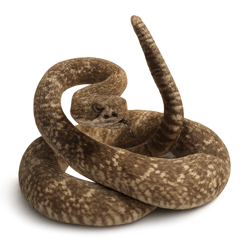 Realistic 3D Coiled Rattlesnake in Natural Pose for Visual Projects png