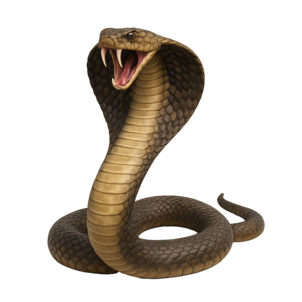 Realistic 3D Cobra Snake with Hood Displaying Intimidating Posture png