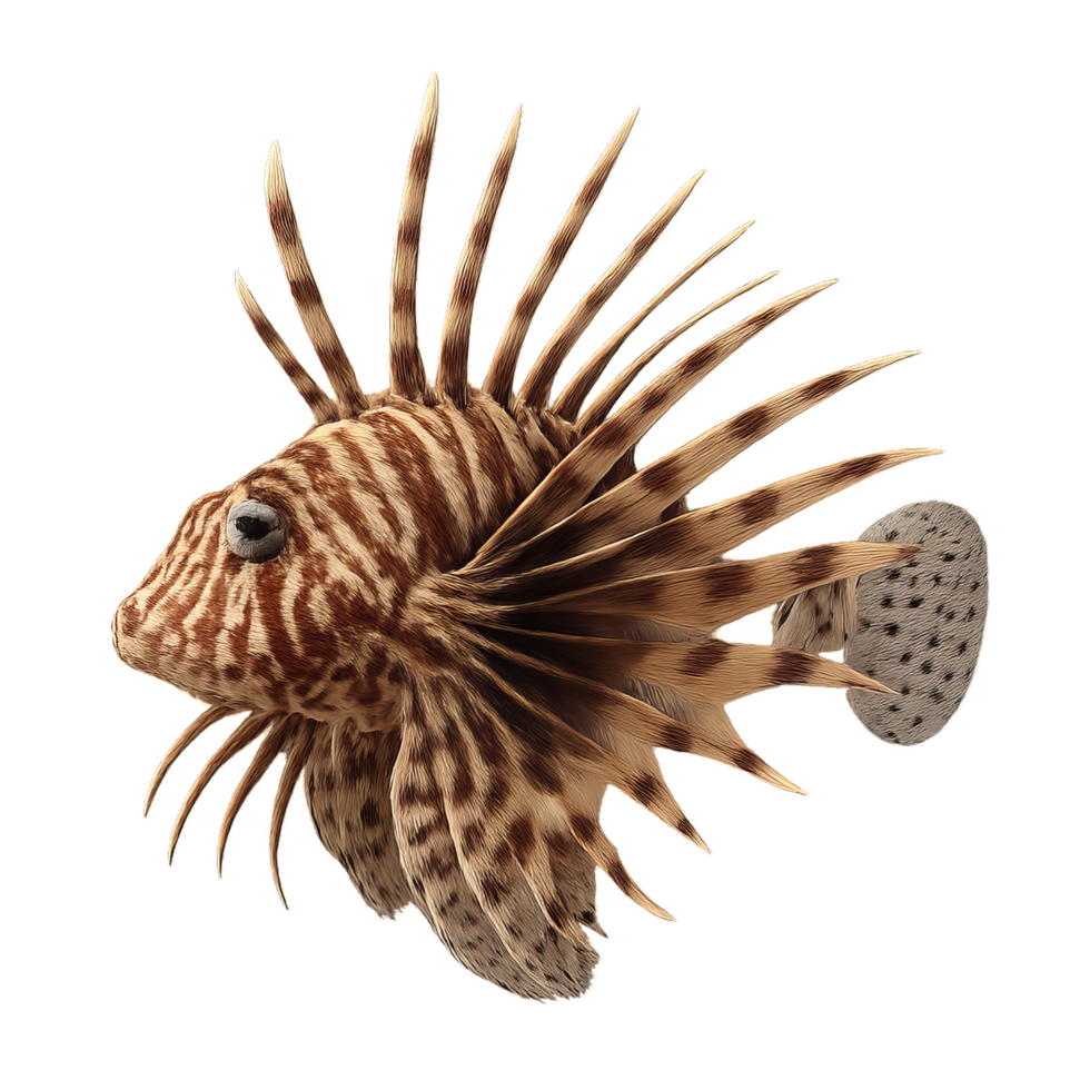 Realistic 3D Representation of a Lionfish for Display Purposes png