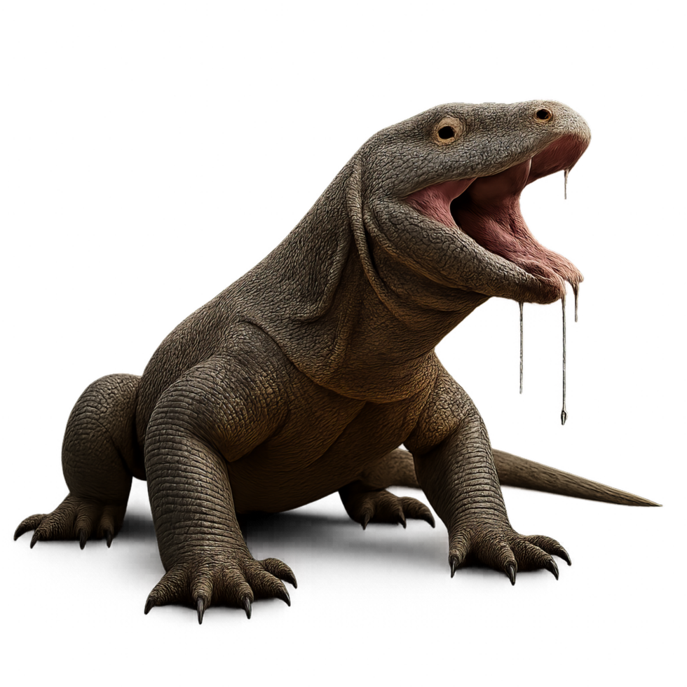 Realistic 3D Render of a Komodo Dragon in Dynamic Pose png