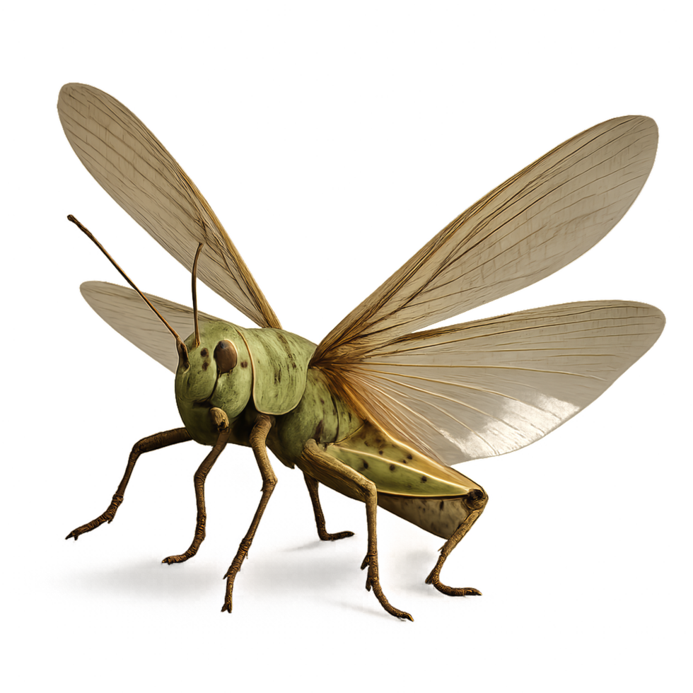 3D Digital Representation of a Locust Ready to Swarm in Nature png