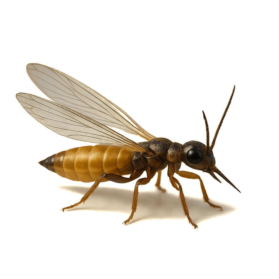 Detailed 3D Rendering of a Thrip with Wings on White Background png