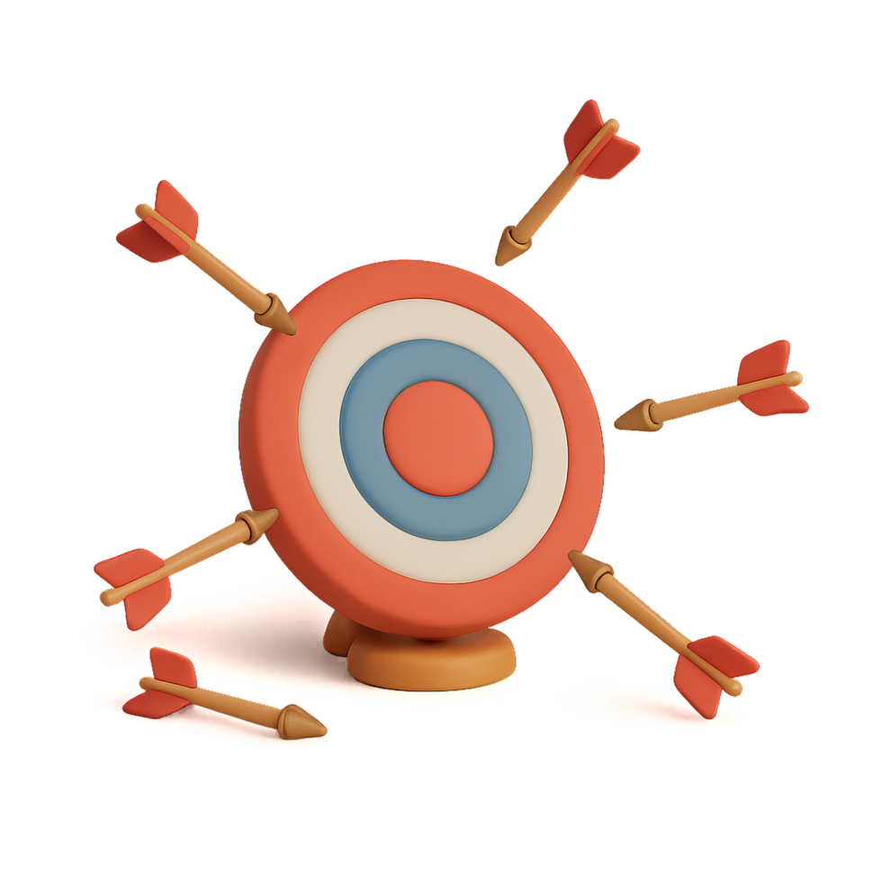 Missed Target with Arrows Surrounding Chaos in Simple Design png