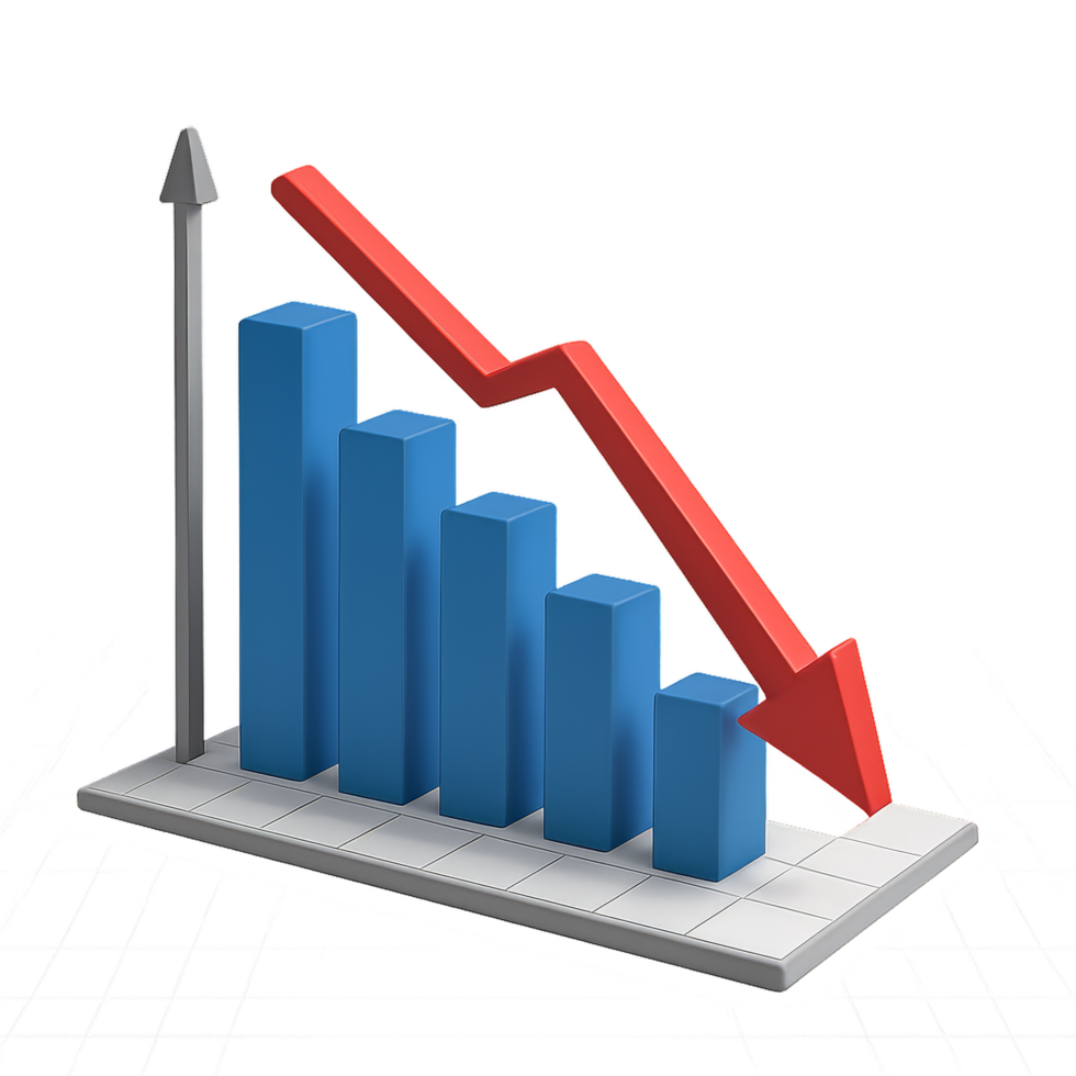 3D Graph Depicting Plummeting Trends in Simple Design png