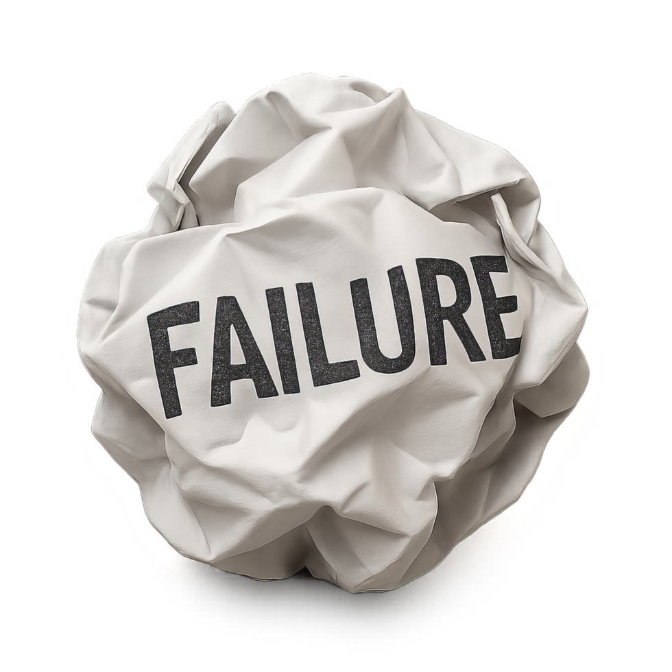 Crumpled Paper Symbolizing Failure in Creative Process png