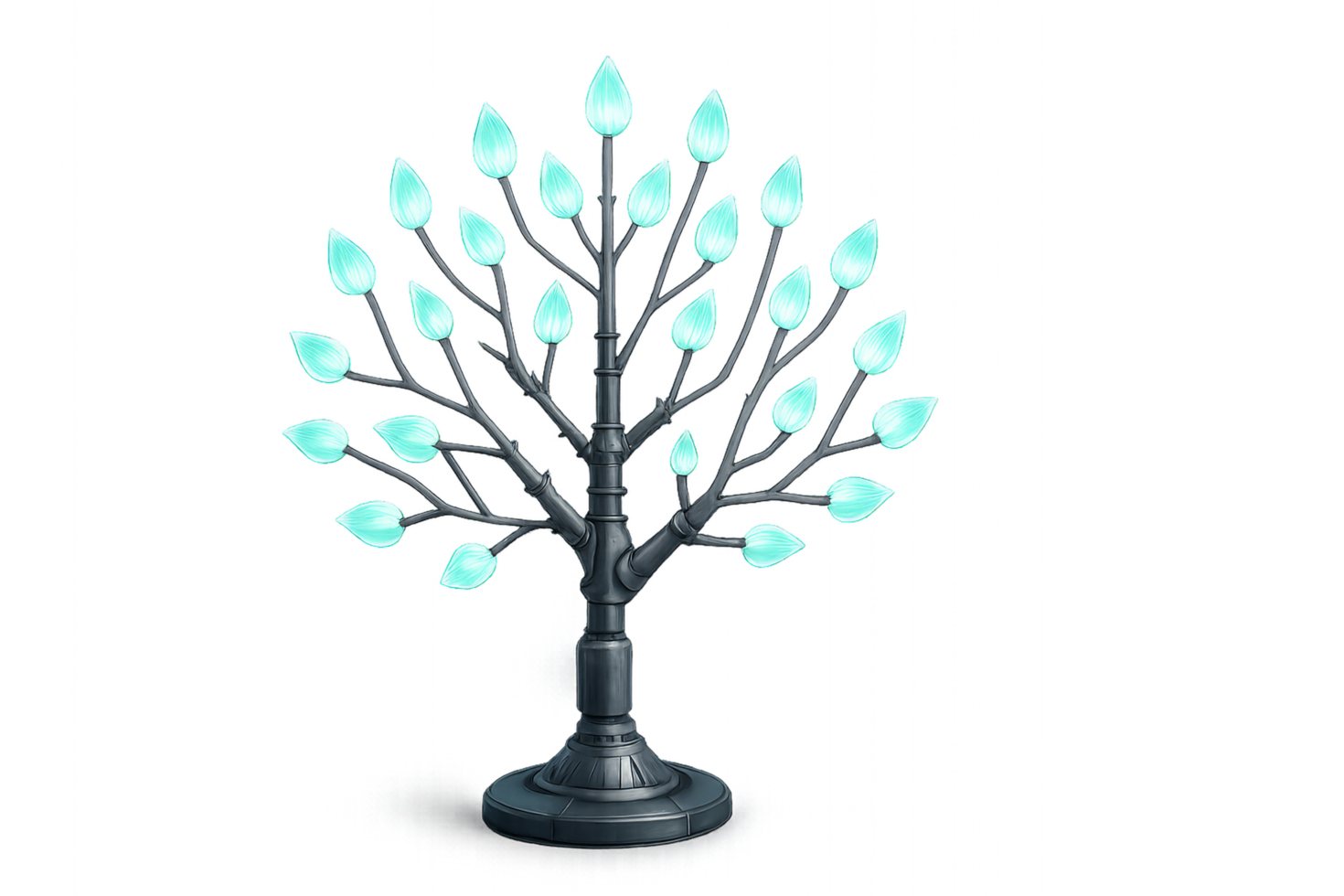 Futuristic Robotic Tree with Glowing Leaves in Modern Design png