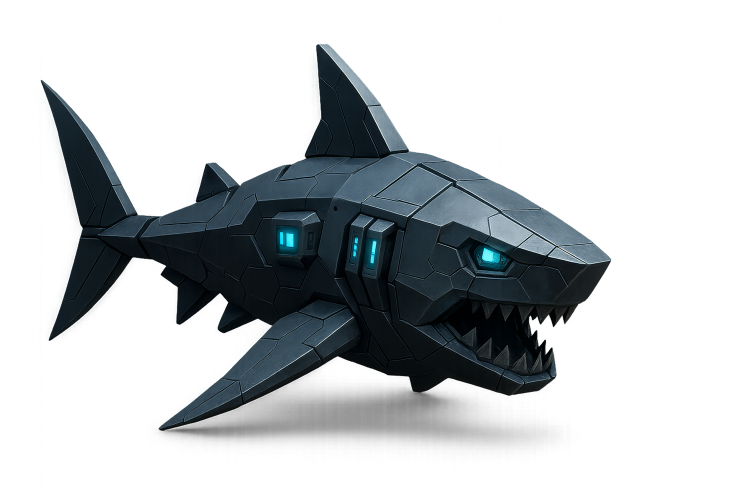Futuristic Robotic Shark Design with Geometric Features png