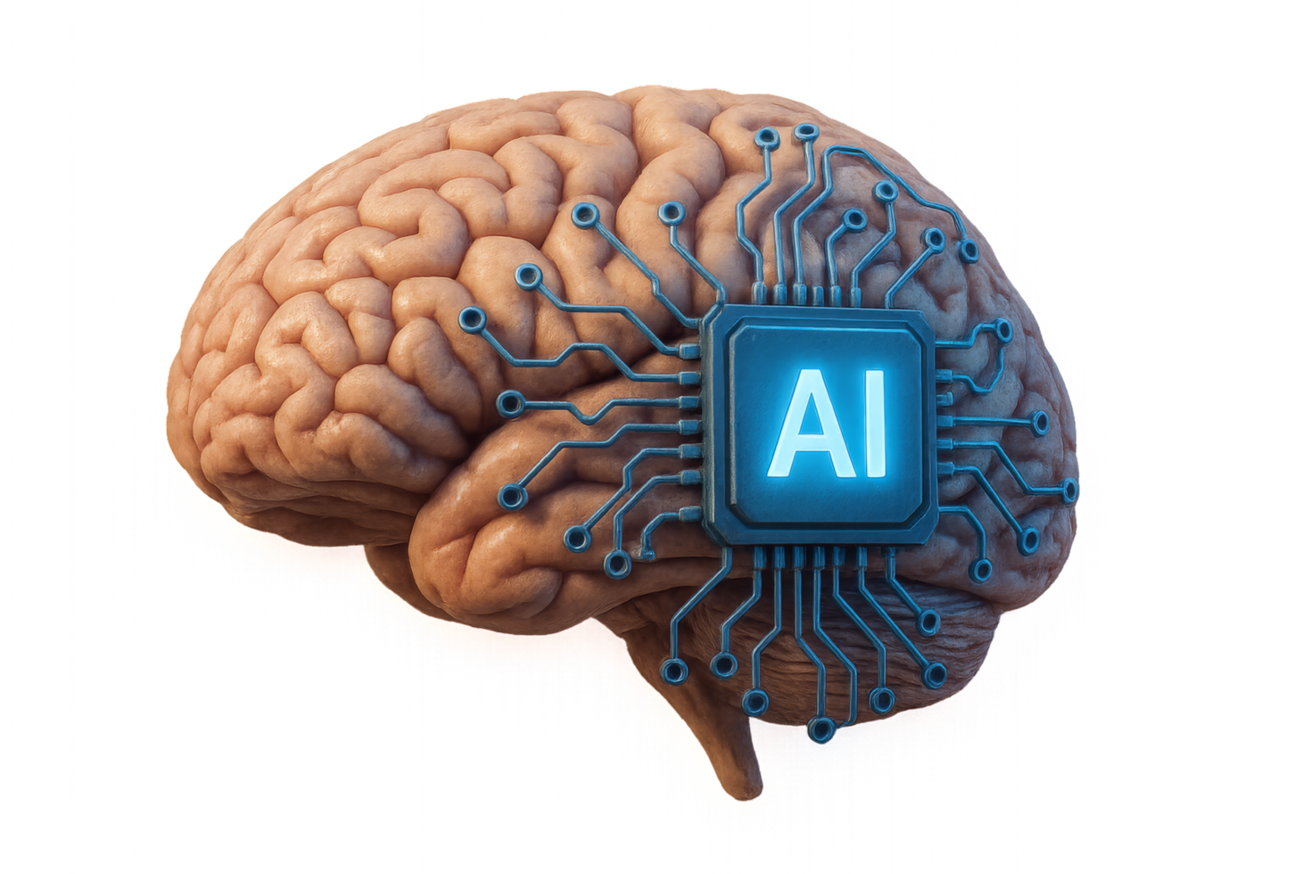 AI-Enhanced Brain Model Representing Advanced Cognitive Technology png