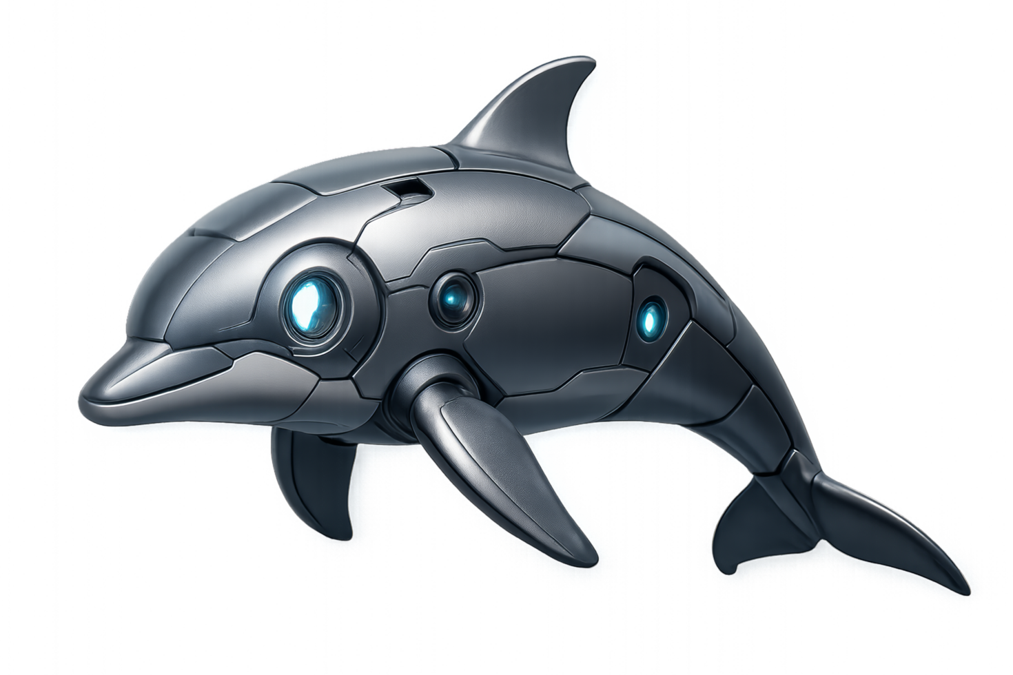 3D Robotic Dolphin Design in Metallic Finish for Innovative Projects png