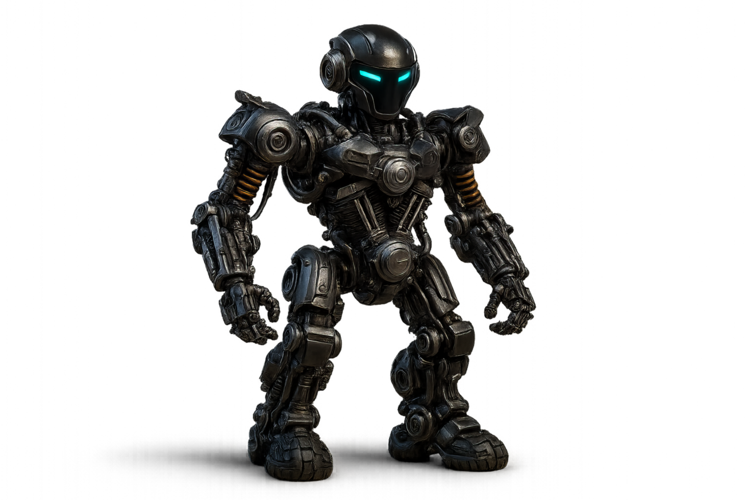 Futuristic Robot Design with Motorcycle Elements in a Dynamic Pose png