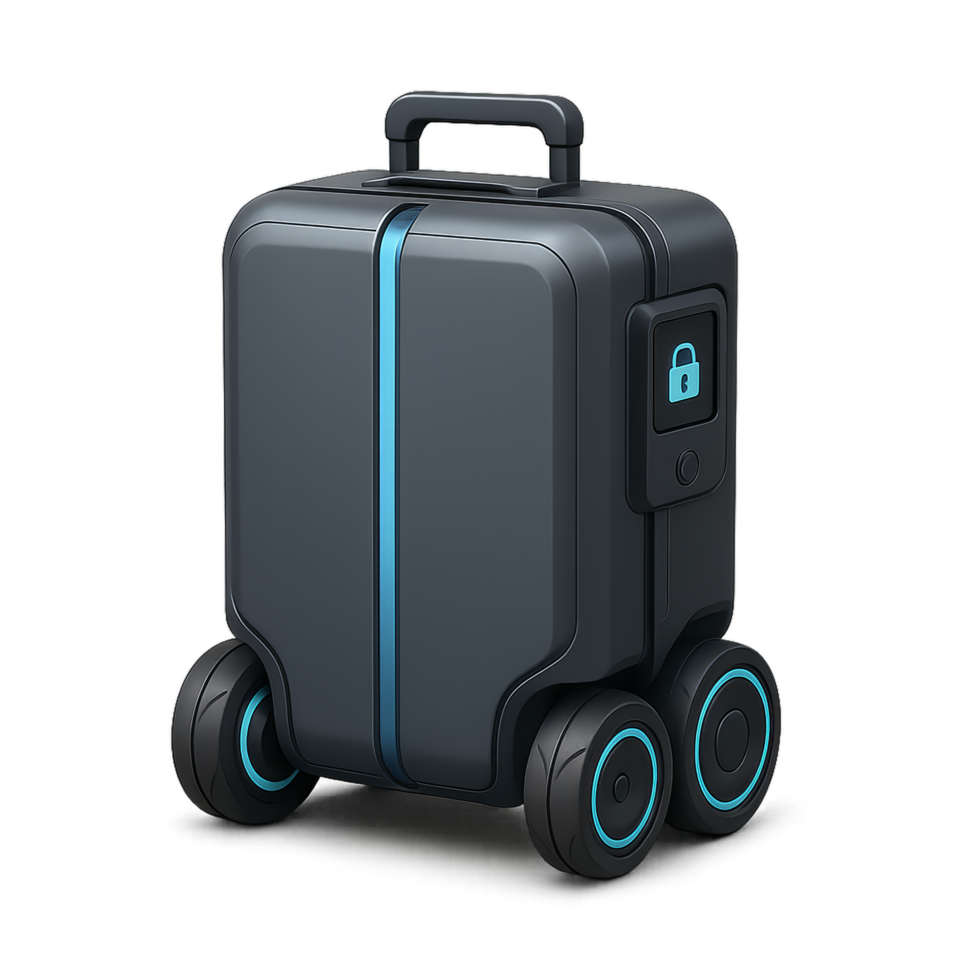 Futuristic Smart Suitcase with Modern Features and Sleek Design png