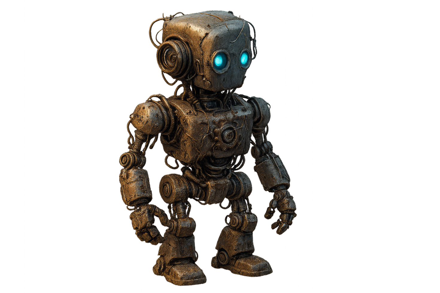 Vintage Robot Character Created from Scrap Metal Parts Design png