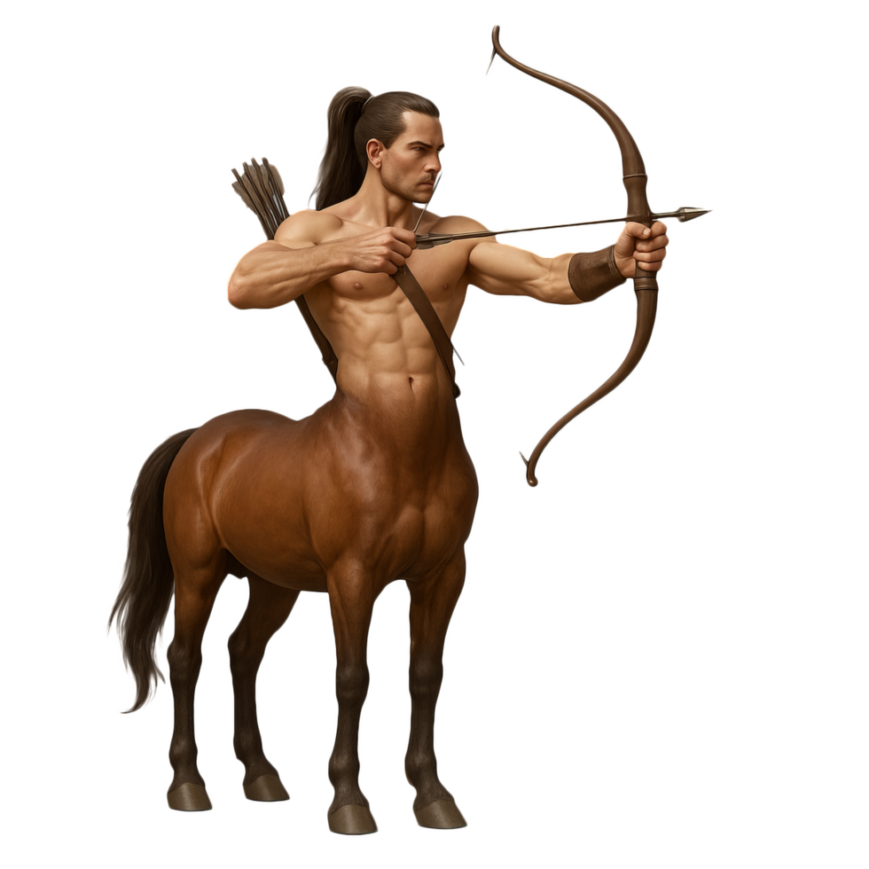 3D Centaur Archer in Dynamic Pose with Bow and Arrow Design png