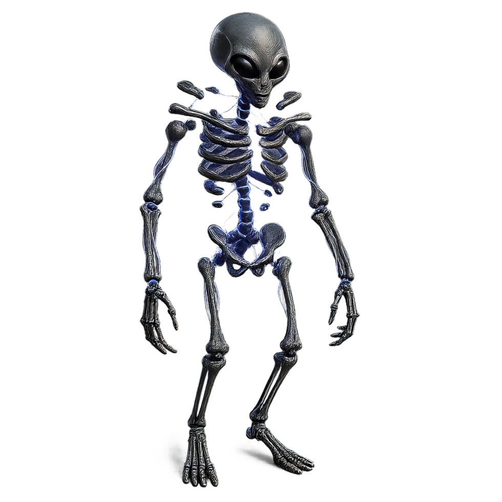 Futuristic Alien Skeleton Character in Sci-Fi Environment png
