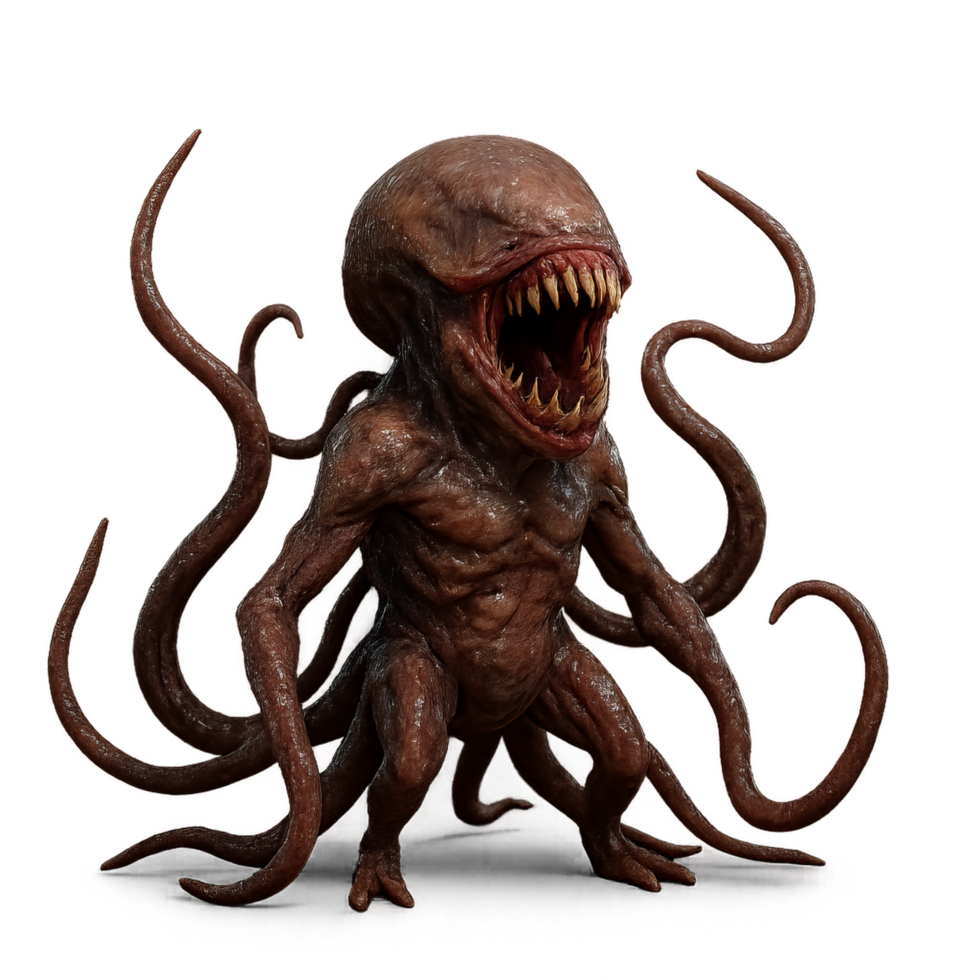 3D Parasitic Lifeform with Distinctive Features and Tentacles png