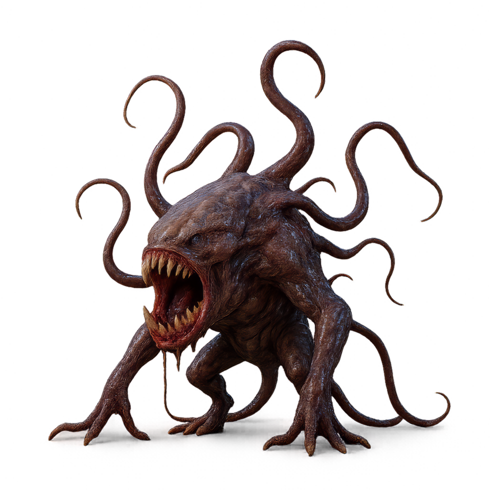 3D Render of a Simple Parasitic Lifeform with Tentacles and Texture png