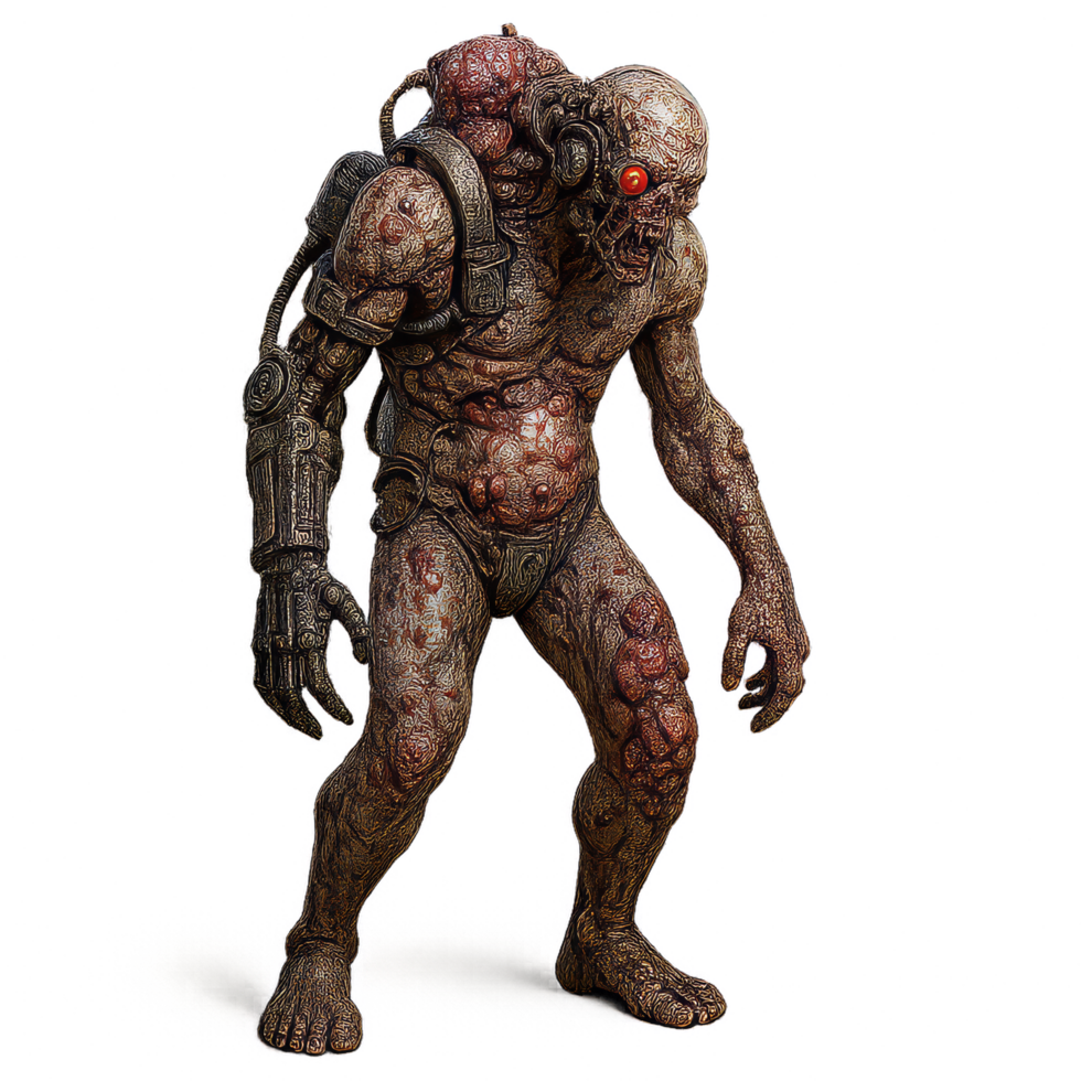 Cybernetic Mutant Figure with Intricate Details and Unique Design png