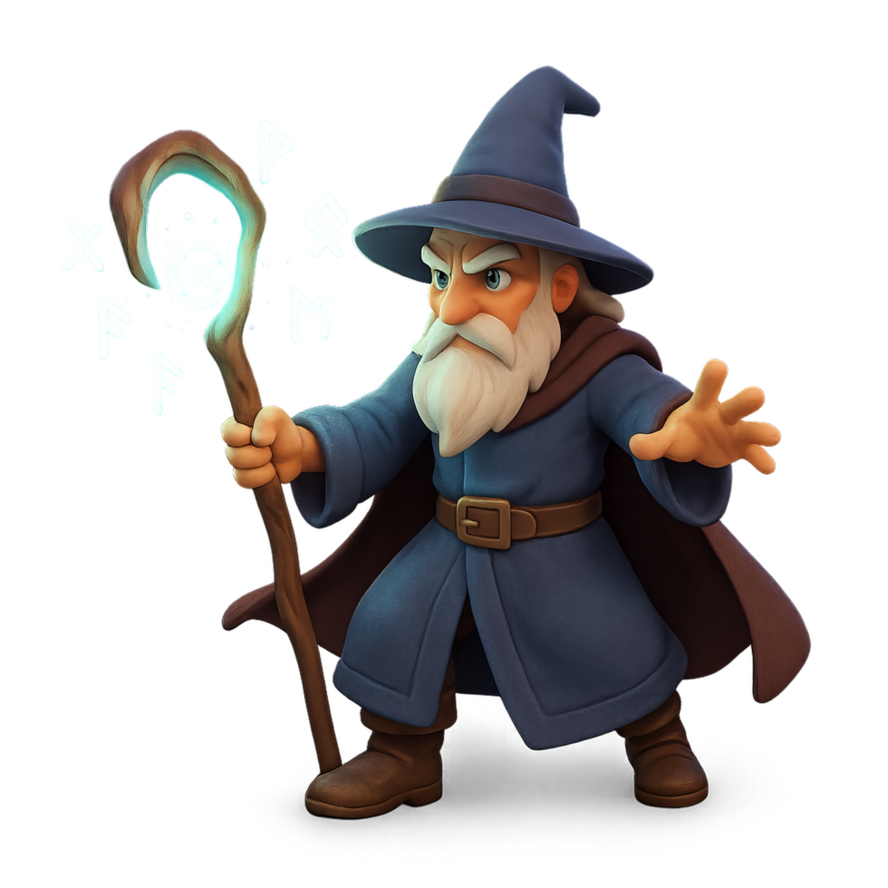 Wizard Casting a Spell in a Fantasy Setting with Magical Effects png