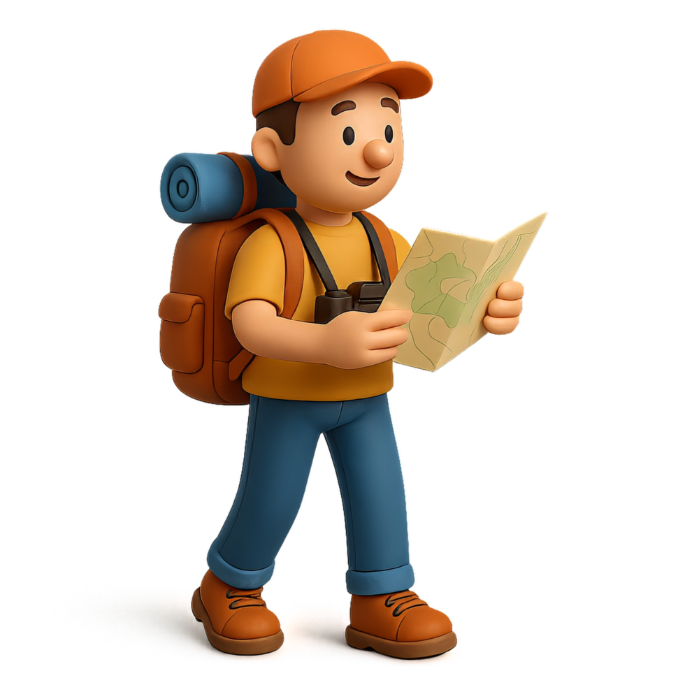 3D Traveler Reading Map, Ready for Adventure in Nature Exploration png