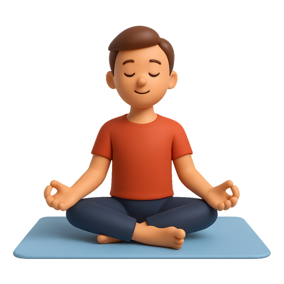 Simple 3D Yoga Practice Illustration for Mindfulness and Relaxation png