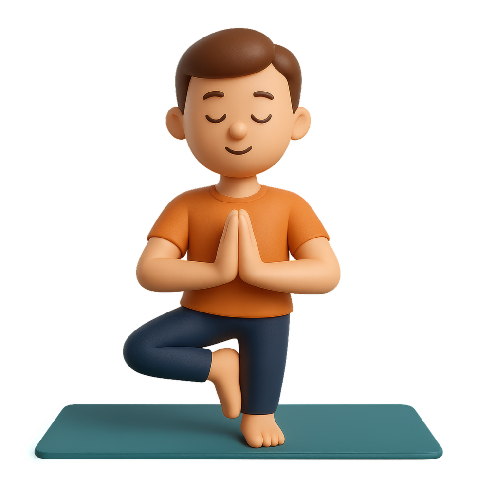 Cartoon Animation of a Person Practicing Simple Yoga Pose png