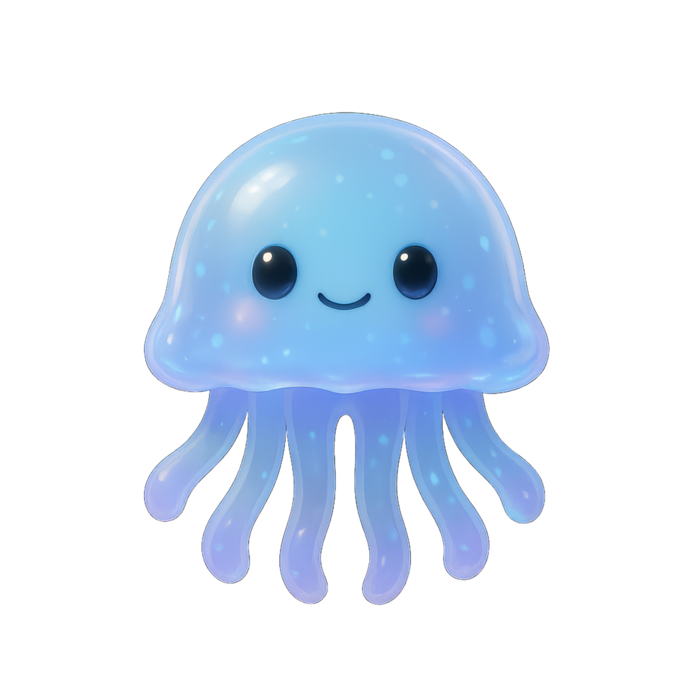 Cute Glowing Jelly Pet Character with Friendly Expression and Colorful Glow png