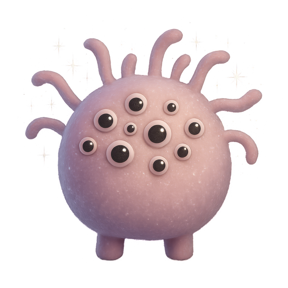 Sparkling Tentacled Creature with Eyes and Playful Design png