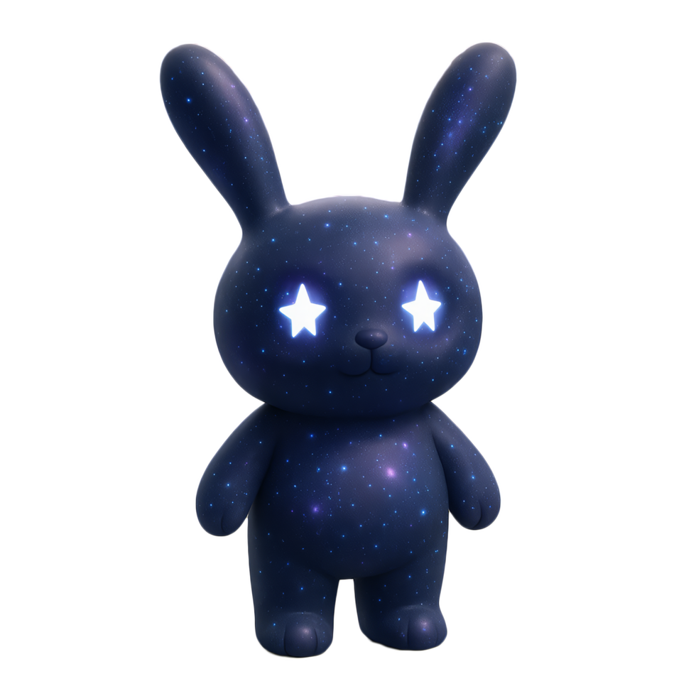 Cosmic Starlight Bunny with Stars in Eyes and Galactic Design png