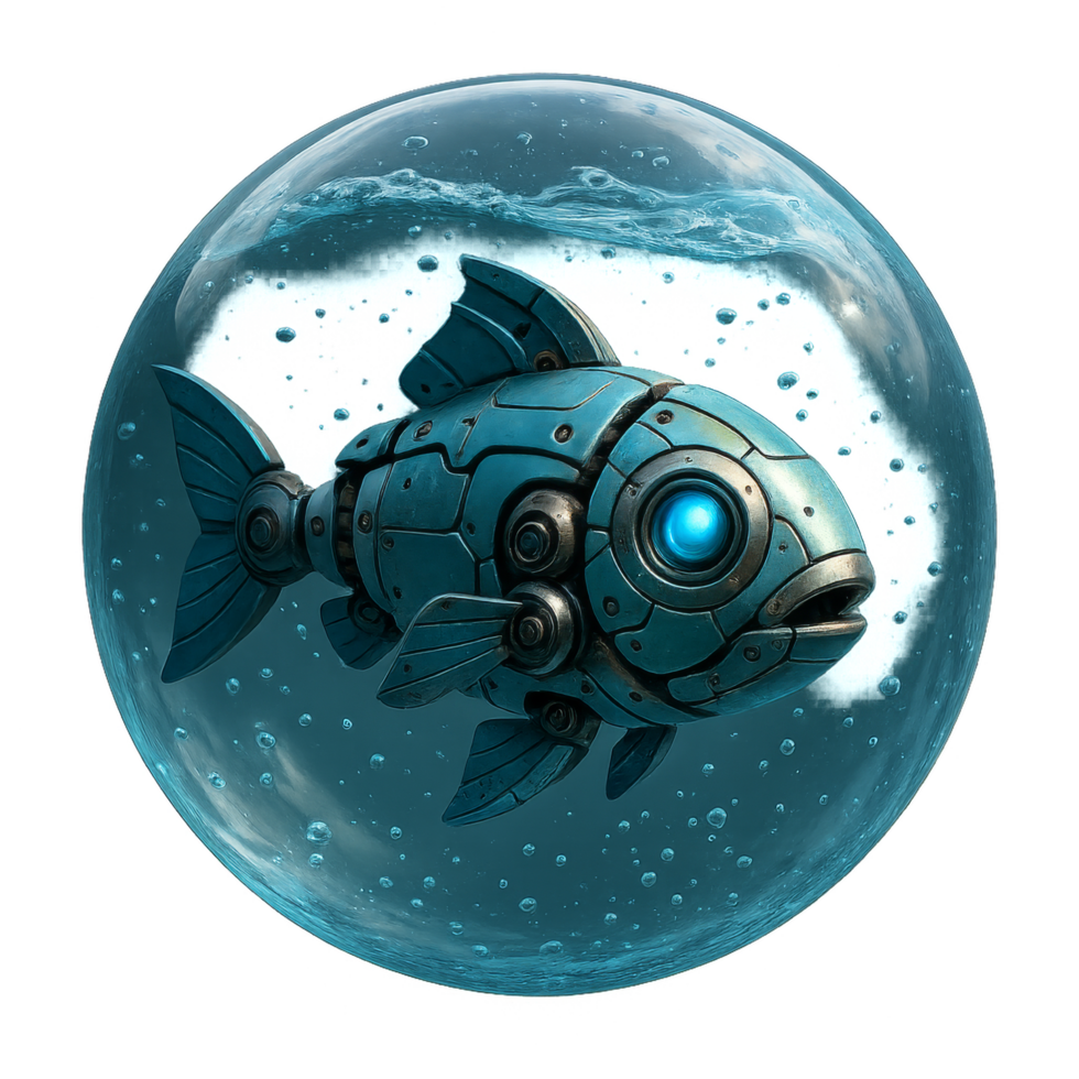 Robotic Fish in Zero Gravity Environment with Futuristic Design png