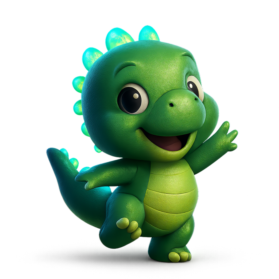 Cute Dinosaur Character with LED Lights in a Space Theme Setting png