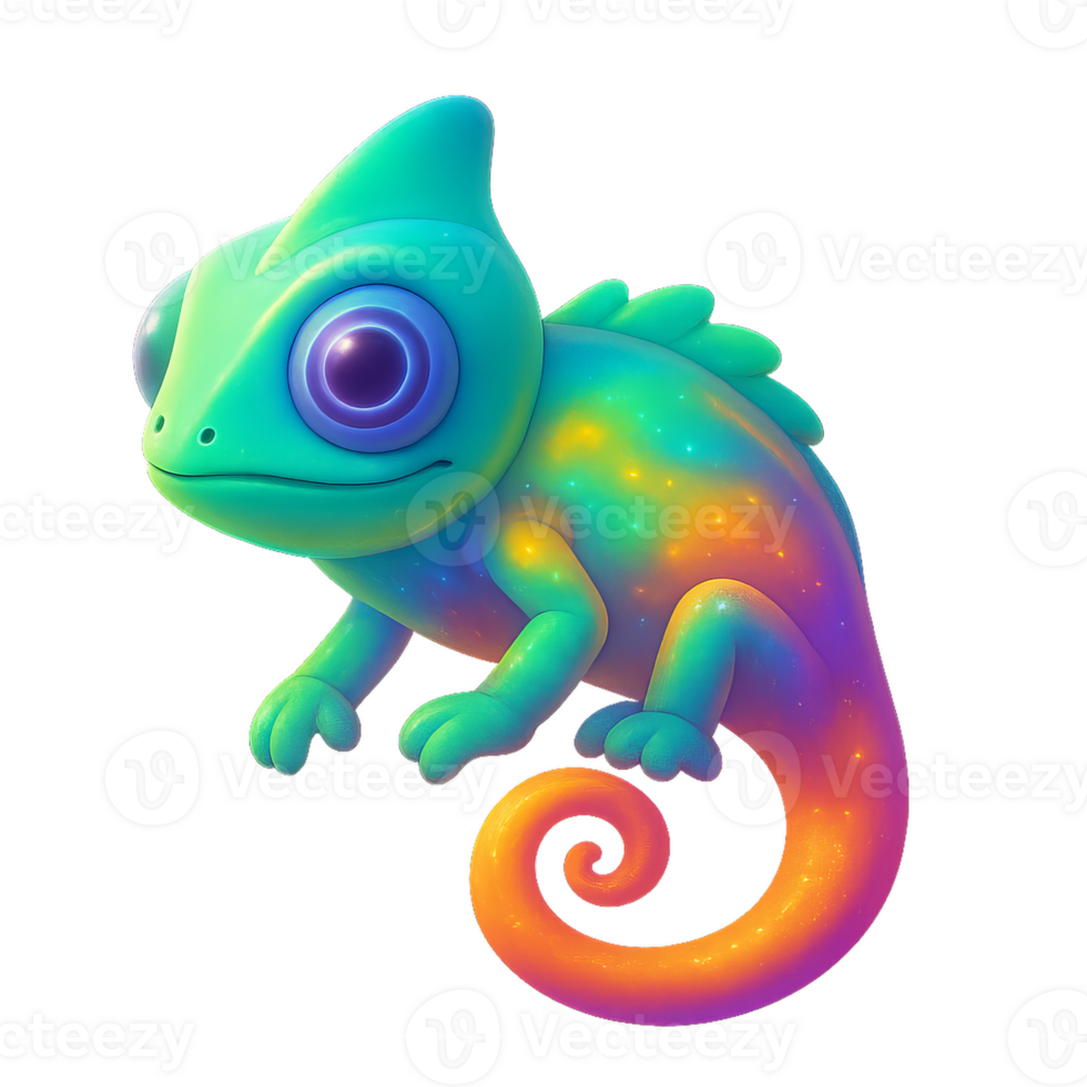 Colorful Chameleon with Alien Features and Transformation Hues png