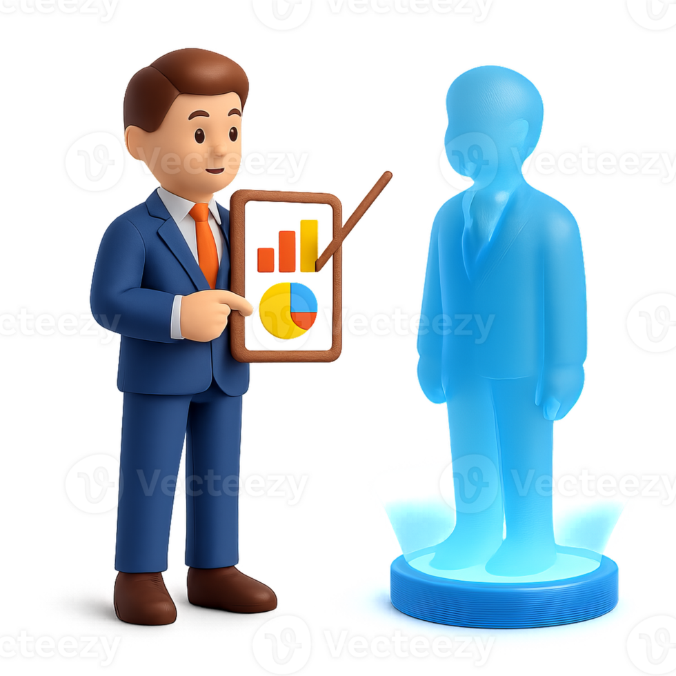 Business Presentation with Holographic Visualization Concept png