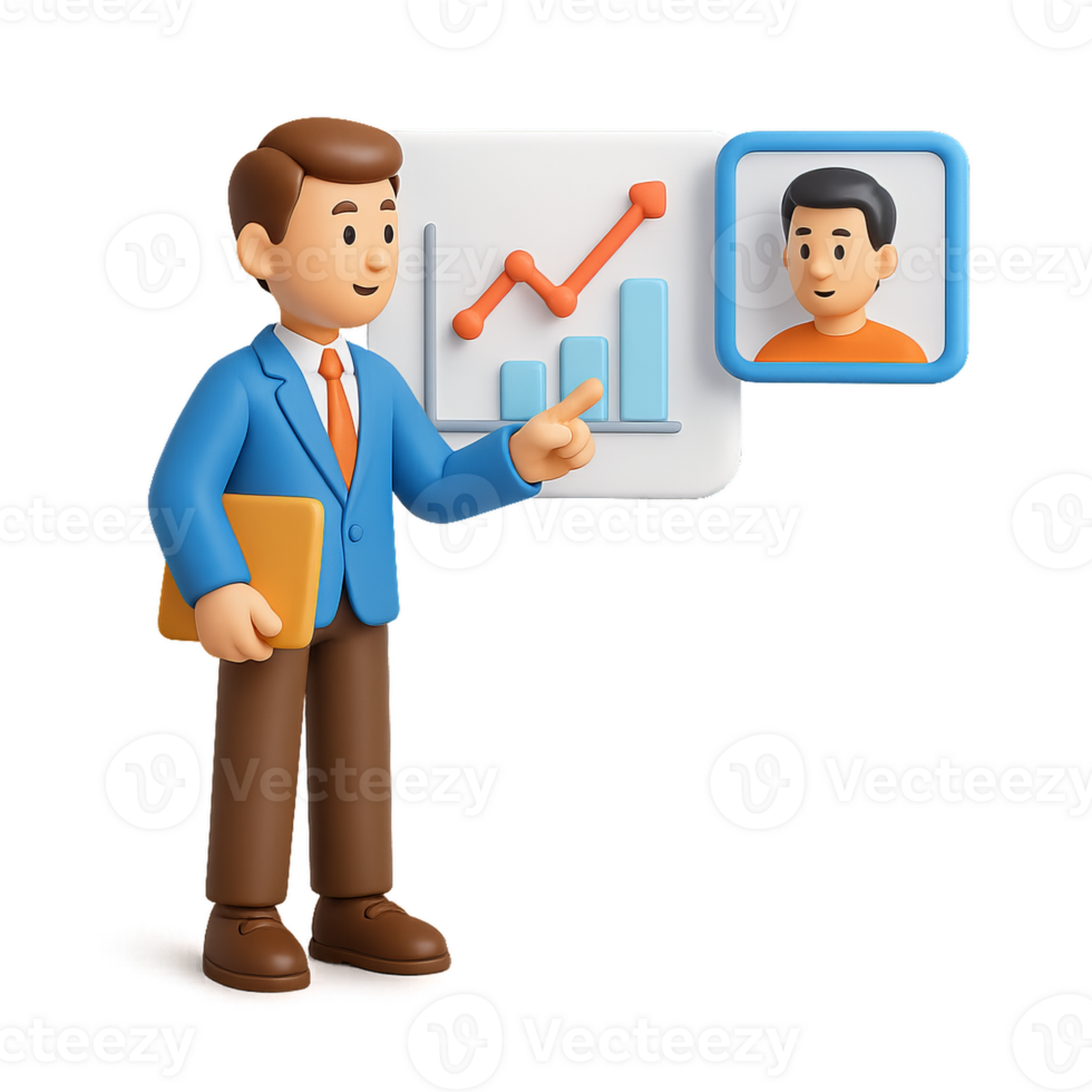 3D Market Analysis Icon for Business and Data Visualization png
