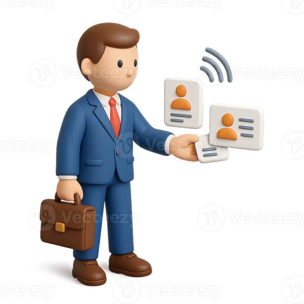 Business Professional Using Contactless Technology for Networking png