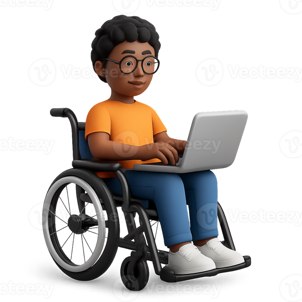 Empowering Inclusive Icon of a Young Individual in a Wheelchair png