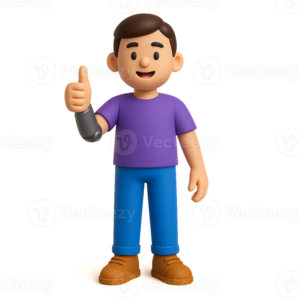 Friendly Character Giving Thumbs Up Gesture with Inclusive Attitude png