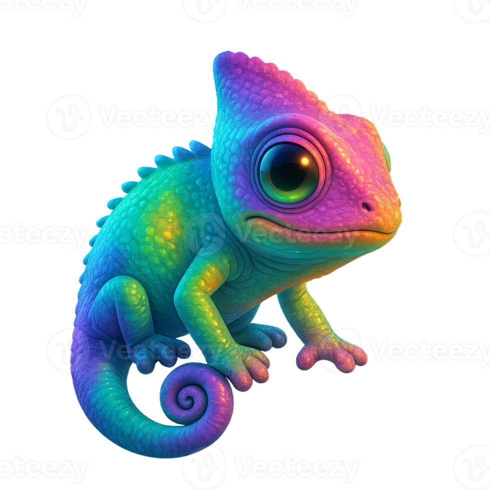 Vibrant Alien Chameleon with Colorful Transformation Features png