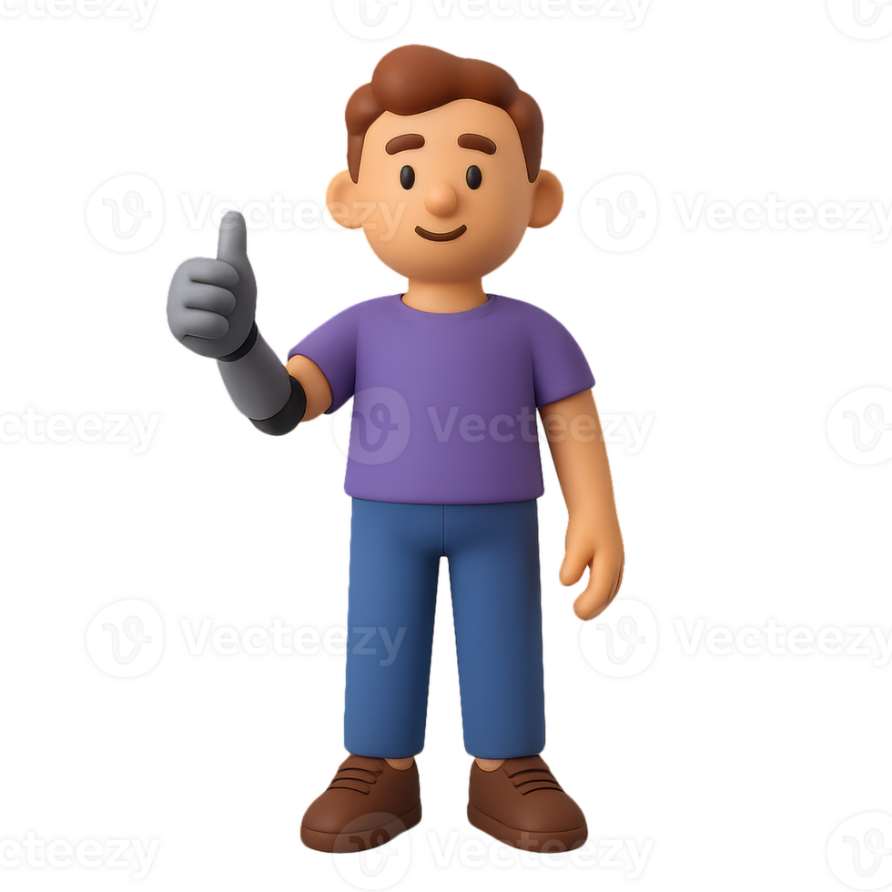 Cheerful Character Giving Thumbs Up Gesture with Simple Design png