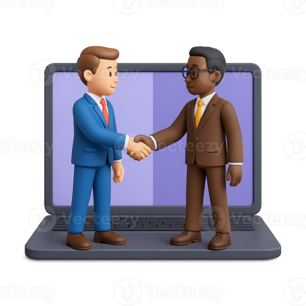 Virtual Business Handshake Concept for Collaboration and Partnership png