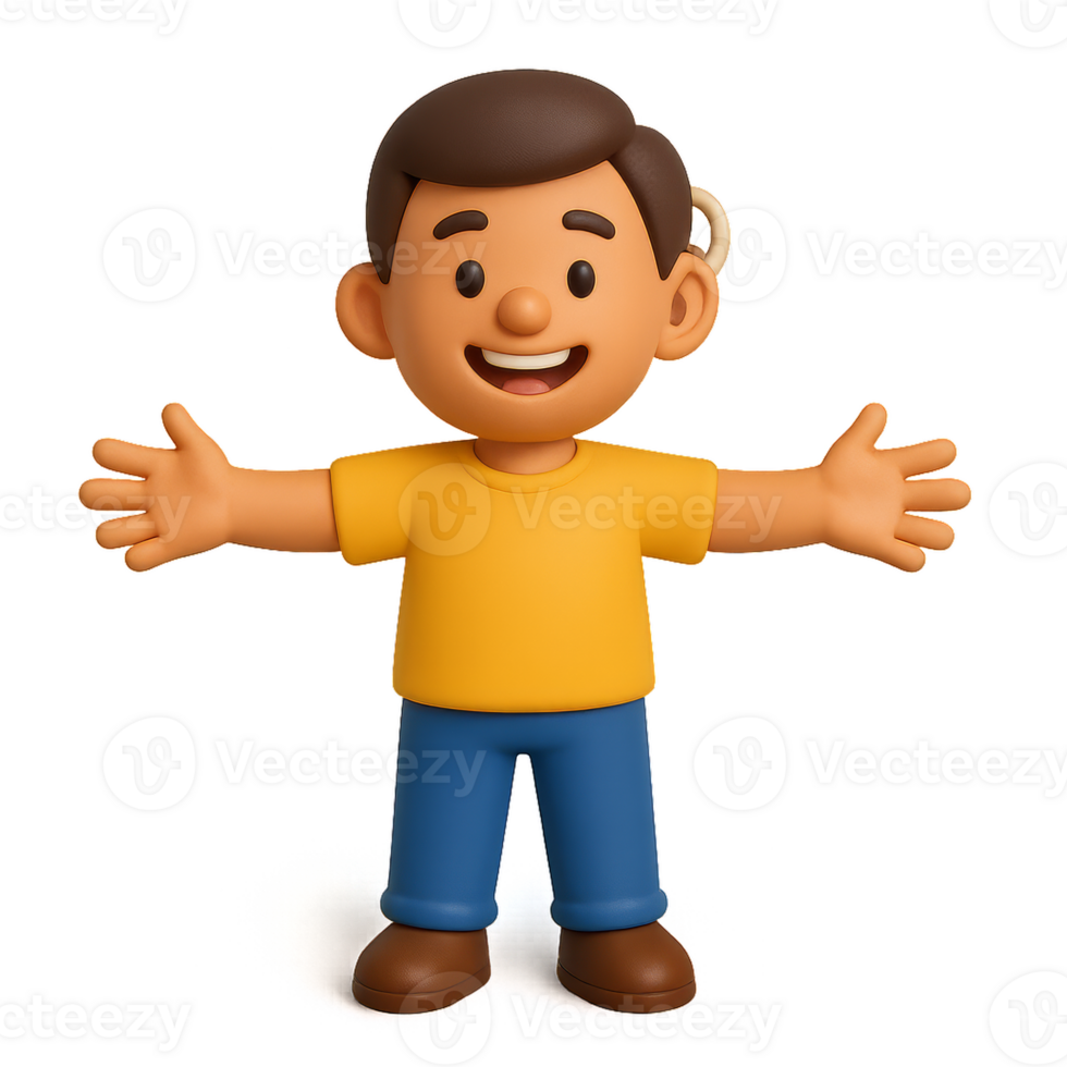 3D Icon of Cheerful Character Demonstrating Inclusivity and Joy png