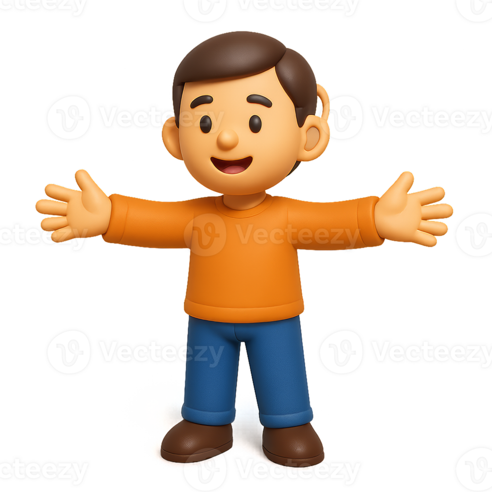 3D Icon of Inclusive Character with Friendly Gesture and Simple Design png