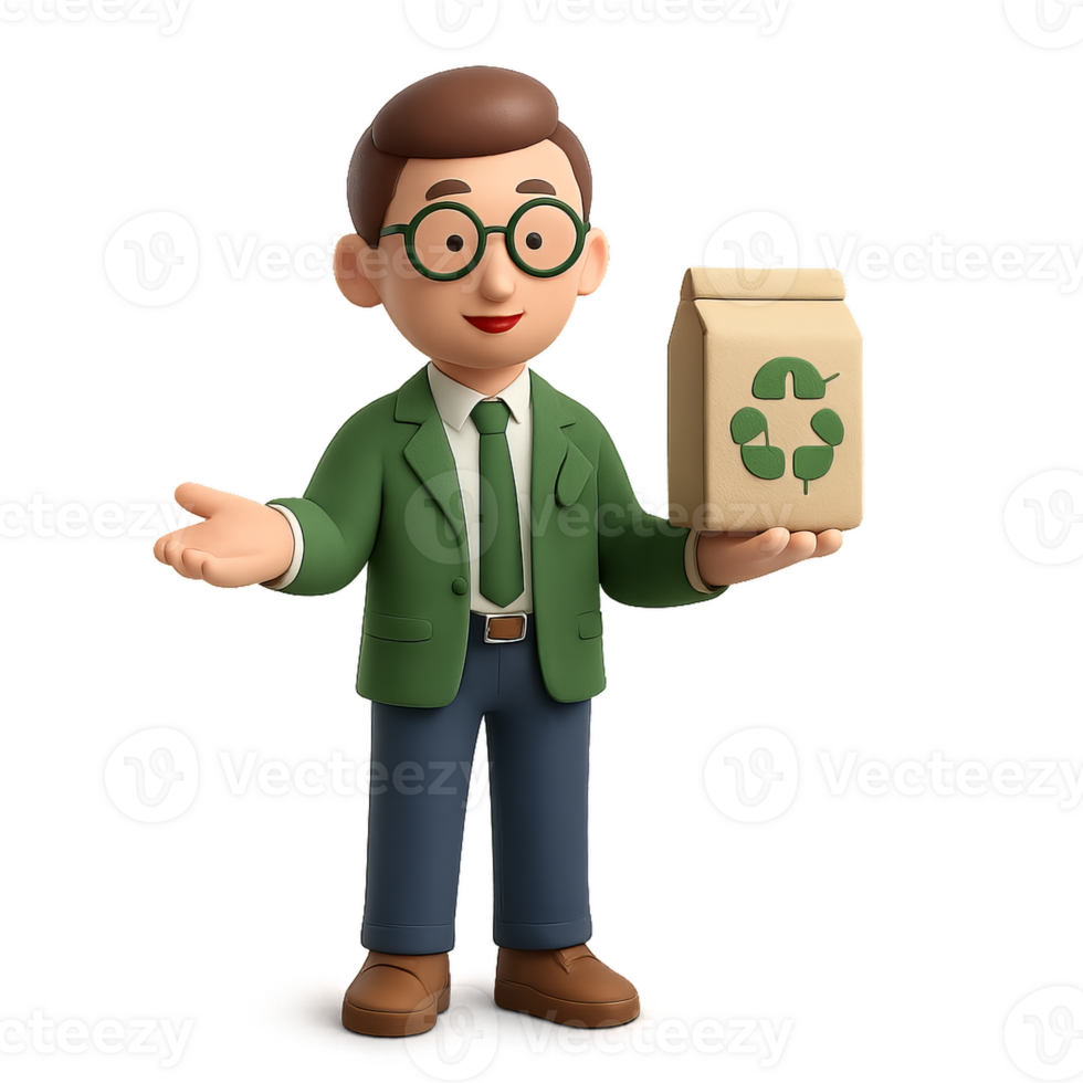 Eco Friendly Character Holding Recyclable Package for Presentation png
