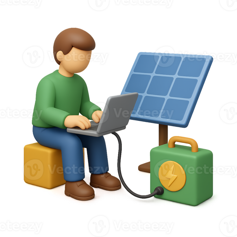 Simple Solar Powered Workstation for Eco-Friendly Productivity png