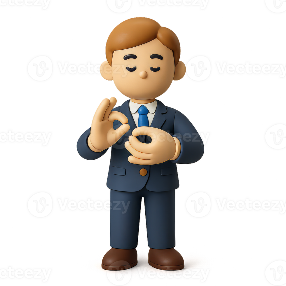 3D Icon of a Man Using Sign Language Gesture for Communication png